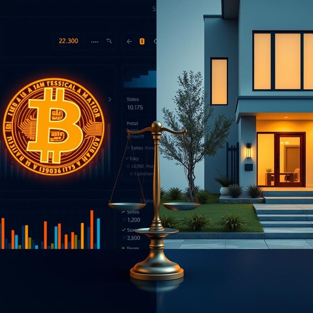 Bitcoin and home comparison illustration for Strike vs Milo bitcoin backed loans guide